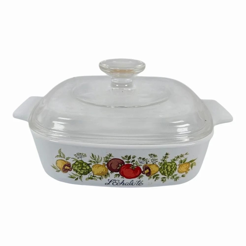 Spice Of Life Cornning Ware 1 Quart Casserole Dish, Handles, Glass Lid, A-1-B